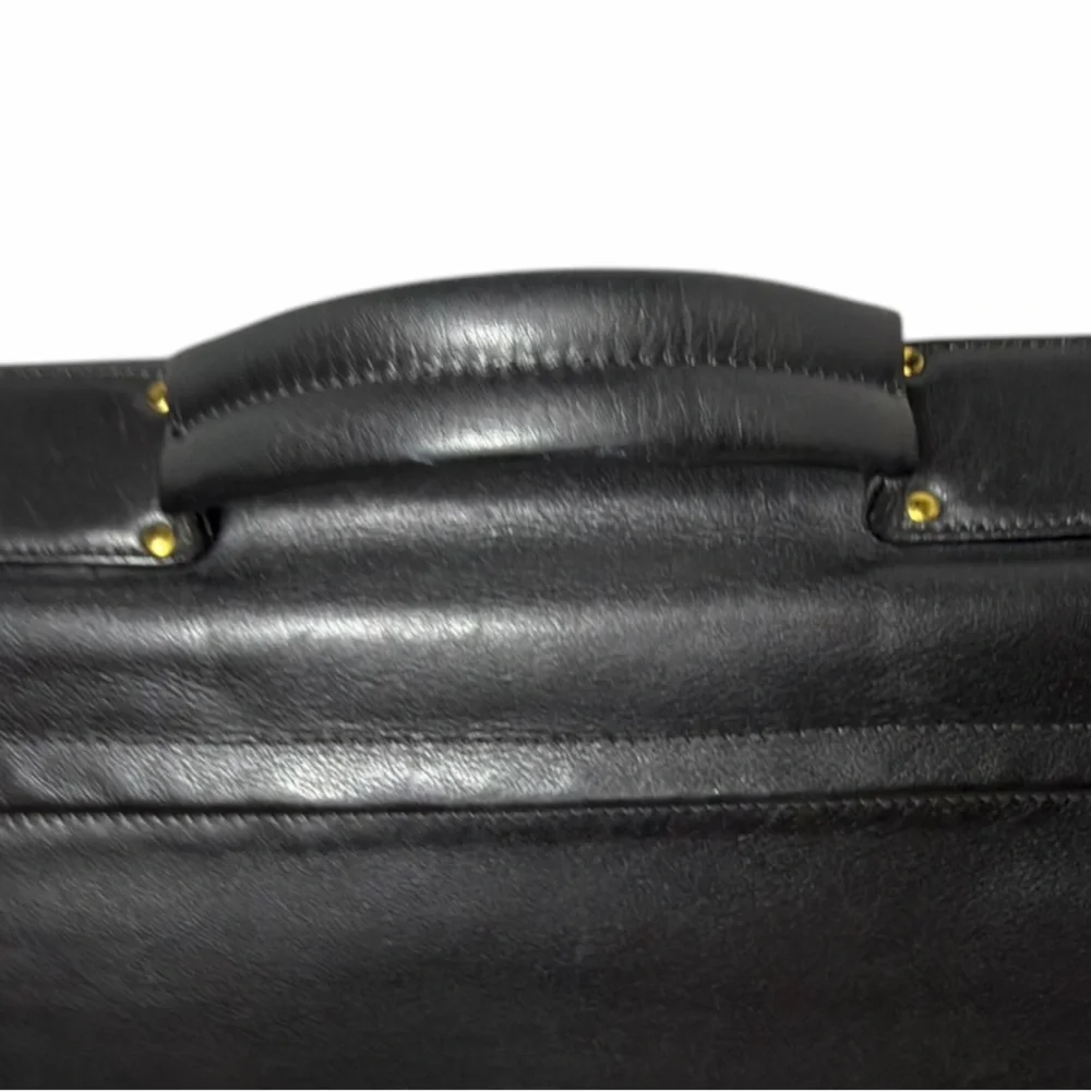 Coach Vintage Briefcase Bag 0514 Black Glove Tanned Leather Top Handle Crossbody